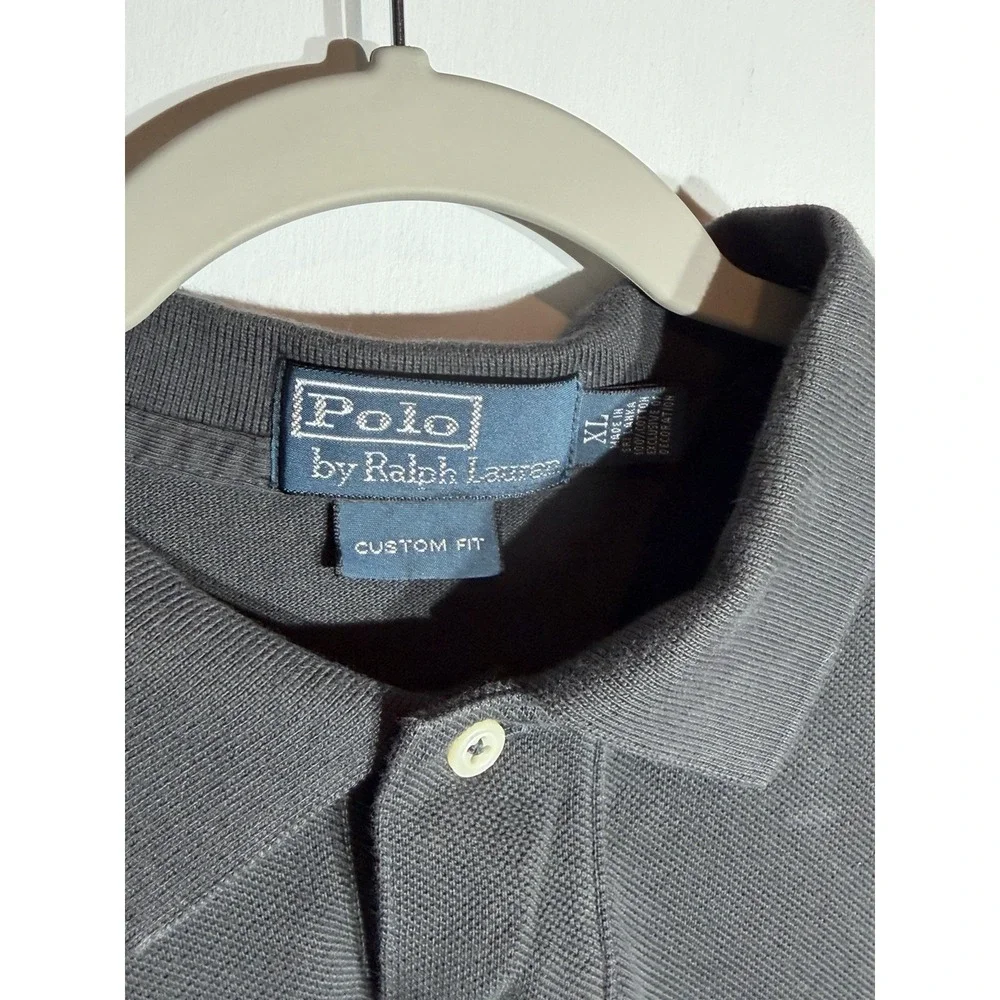 Polo By Ralph Lauren Faded Black Custom Fit XL 100% Cotton Short Sleeve Polo